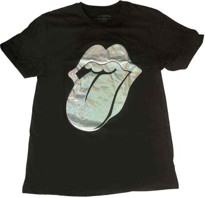 The Rolling Stones Ladies Embellished T-Shirt - Foil Tongue (Hologram Foil)
