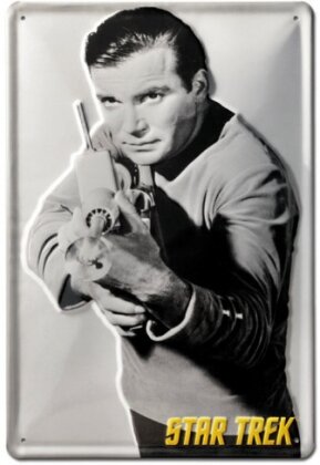 Star Trek - Geprägtes Blechschild - Kirk with Laser Gun