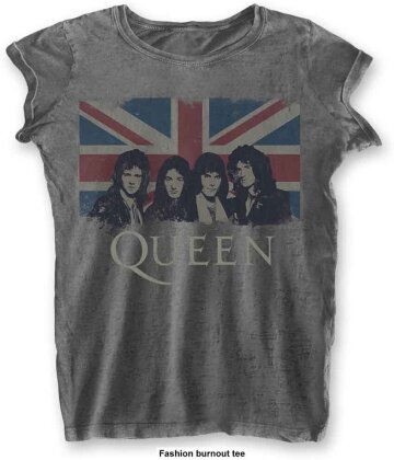 Queen Ladies T-Shirt - Vintage Union Jack (Burnout)