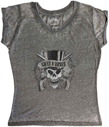 Guns N' Roses Ladies T-Shirt - Faded Skull (Burnout)