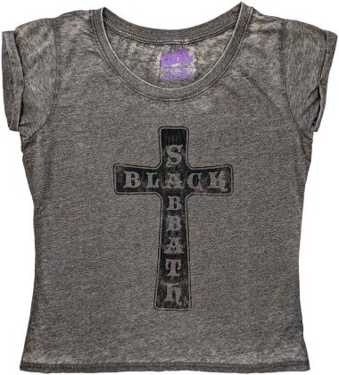 Black Sabbath Ladies T-Shirt - Vintage Cross (Burnout)