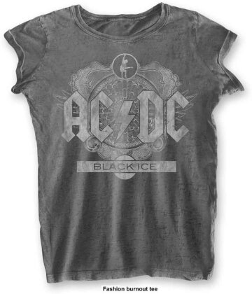 AC/DC Ladies T-Shirt - Black Ice (Burnout)
