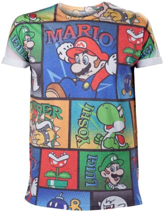Nintendo: Mario & Co AOP - T-Shirt - Taglia L