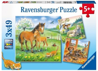 Ravensburger Kinderpuzzle - 08029 Kuschelzeit - Puzzle für Kinder ab 5 Jahren, mit 3x49 Teilen
