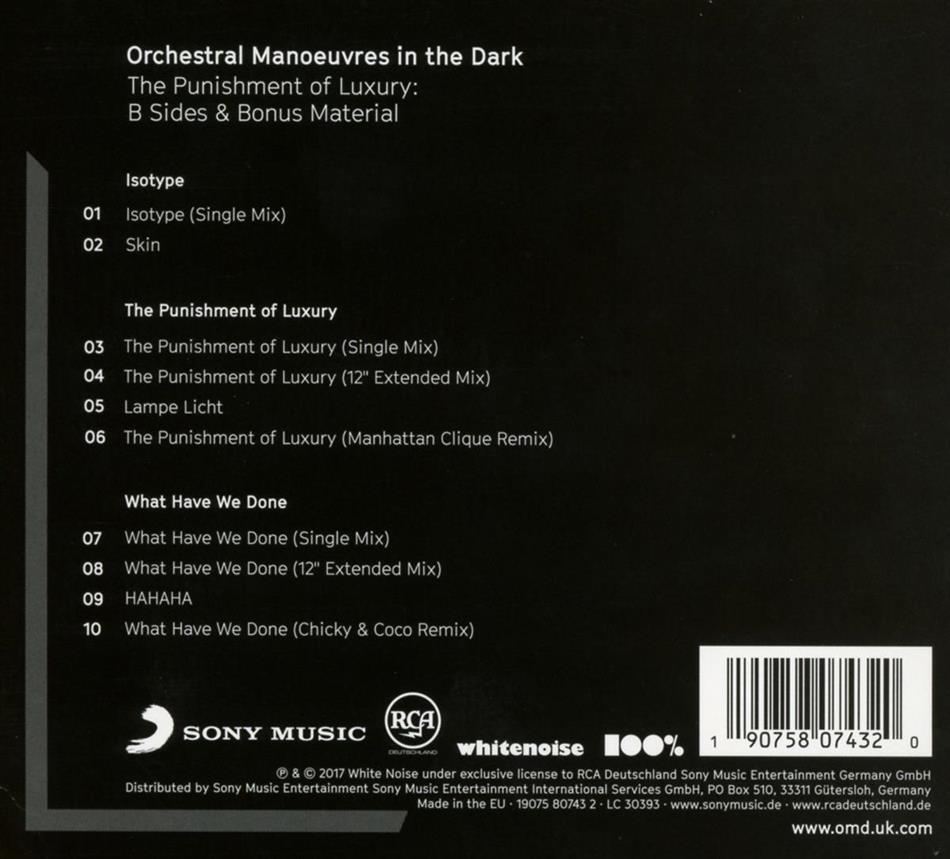 Punishment Of Luxury B Sides Bonus Material Digipack Limited Edition by Orchestral Manoeuvres In The Dark OMD