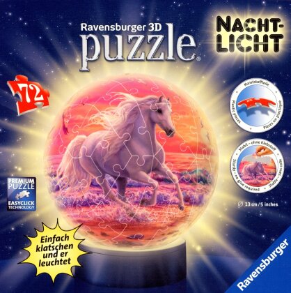 PuzzleBall-Nachtlicht: Pferde am Strand - 72 Teile