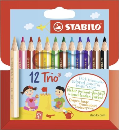 Dreikant-Buntstift - STABILO Trio dick kurz - 12er Pack - mit 12 verschiedenen Farben