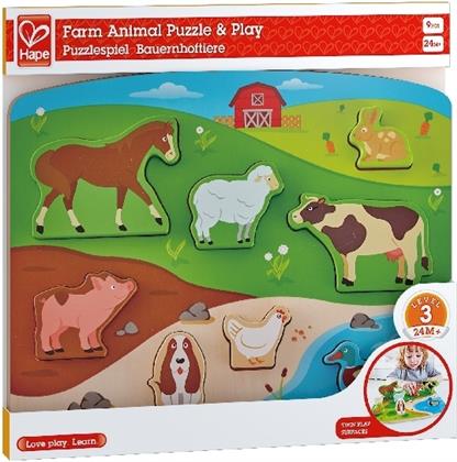 Hape Steckpuzzlespiel Bauernhoftiere (Kinderpuzzle)