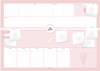 Stay Inspired, Schreibtischunterlage - Abrissplaner mit Wochenplaner (rosa/pink)