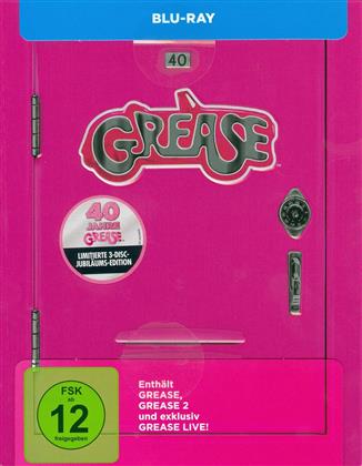 Grease - Grease / Grease 2 / Grease Live! (Édition 40ème Anniversaire, Édition Limitée, Steelbook, 3 Blu-ray)