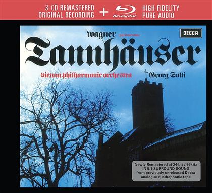 Richard Wagner (1813-1883), Sir Georg Solti & Wiener Philharmoniker - Tannhäuser - Blu-ray Pure Audio (Limited Edition, 3 CDs + Blu-ray)