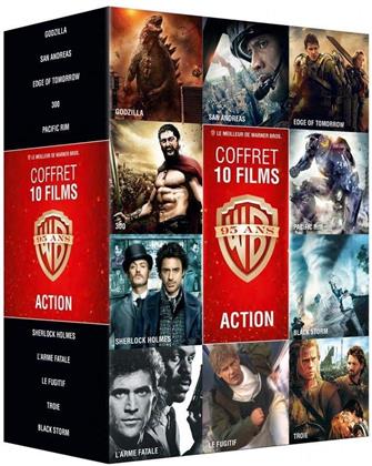 Coffret 10 Films Action - Godzilla / San Andreas / Edge of Tomorrow / 300 / Pacific Rim / Sherlock Holmes / L’arme fatale / Le fugitif / Troie / Black Storm (10 DVDs)
