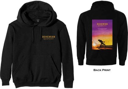 Queen Unisex Pullover Hoodie - Bohemian Rhapsody Movie Poster (Black) (Back Print)