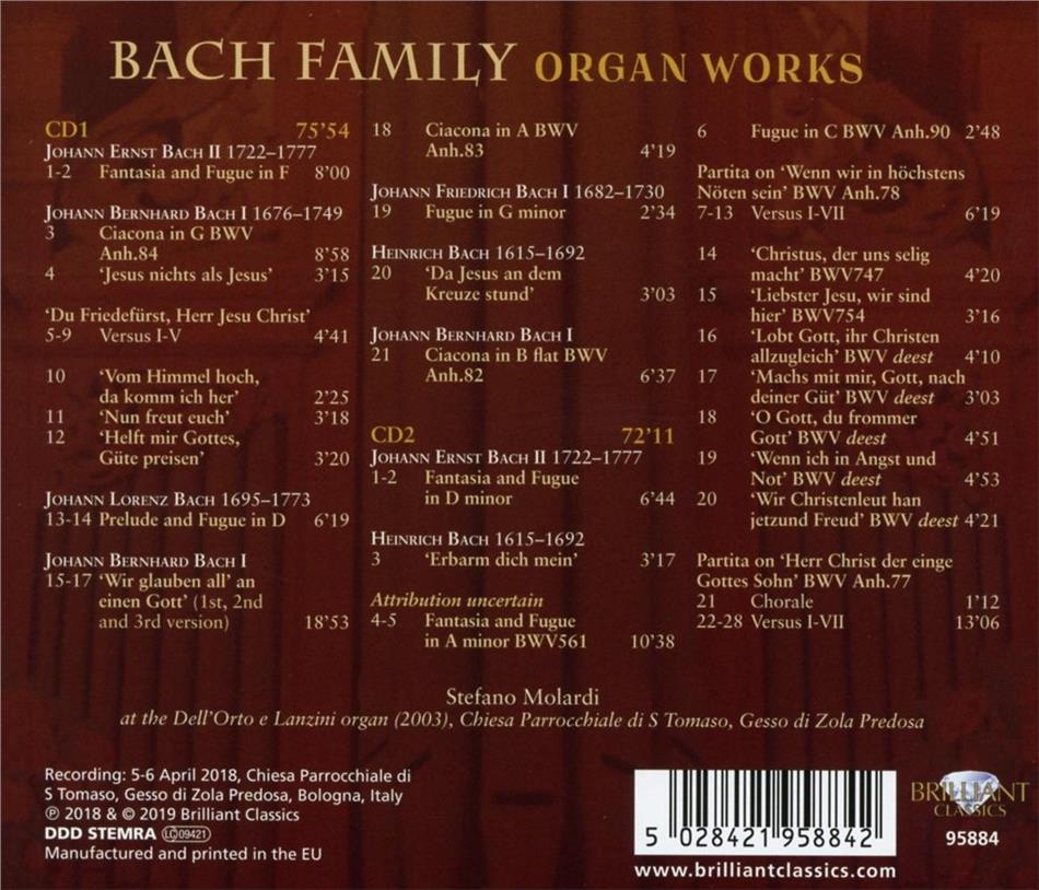 Bach Family Organ Works (2 CDs) by Johann Ernst Bach II (1722-1777