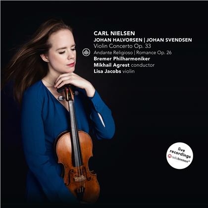Carl August Nielsen (1865-1931), Johan Halvorsen (1864-1935), Johan Svendsen, Mikhail Agrest, Lisa Jacobs, … - Violin Concerto Op.33 / And Religioso / Romance Op. 26