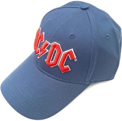 AC/DC Unisex Baseball Cap - Red Logo (Denim Blue)