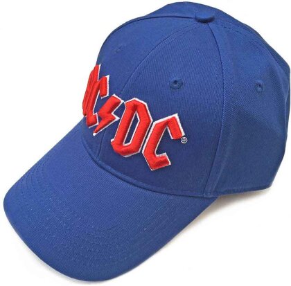 AC/DC Unisex Baseball Cap - Red Logo (Mid Blue)