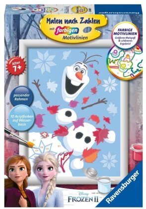 Ravensburger Malen nach Zahlen 28484 - Fröhlicher Olaf - Kinder ab 7 Jahren - Acrylmaltafel, Acrylfarben, Pinsel, Rahmen