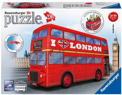 Ravensburger 3D Puzzle London Bus 12534 - 216 Teile - Das berühmte Fahrzeug Londons als 3D Puzzle für Erwachsene und Kinder ab 8 Jahren