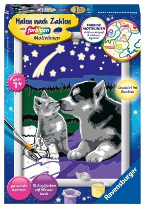 Ravensburger Malen nach Zahlen 27847 - Hund und Katze - Kinder ab 7 Jahren - Acrylmaltafel, Acrylfarben, Pinsel, Rahmen
