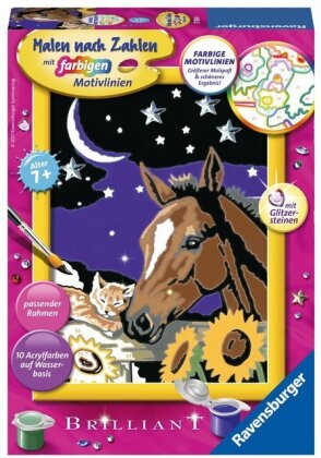Ravensburger Malen nach Zahlen 27838 - Tiefe Freundschaft - Kinder ab 7 Jahren - Acrylmaltafel, Acrylfarben, Pinsel, Rahmen