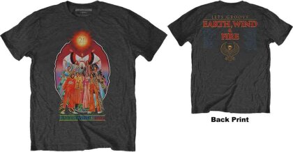 Earth Wind & Fire Unisex T-Shirt - Let's Groove (Charcoal Grey) (Back Print) - Grösse L