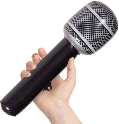 Folat - Inflatable Microphone Black. Microfono Nero 31 Cm Gonfiabile