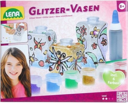 Glitzer-Vasen - incl. Farben, mit 3 Flacons zum Verzieren