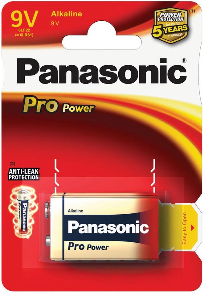 Batterie Panasonic 9V, 1-er - Pack, Pro Power, 6LR61,