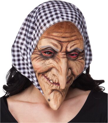 Maske Hexe mit Kopftuch - Latex