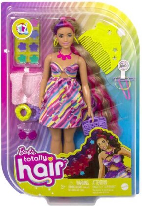Barbie Totally Hair Puppe (brünett) im Blumen-Print Kleid