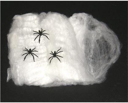 Spinnennetz weiss, - mit 3 Spinnen, 20 g,