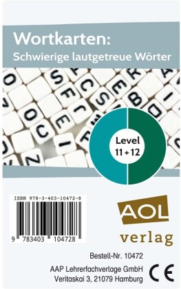 Wortkarten: Schwierige lautgetreue Wörter - Level 11+12 (Kartenspiel)