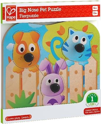 Hape Knopfpuzzle Haustiere - 4 Teile Kinderpuzzle
