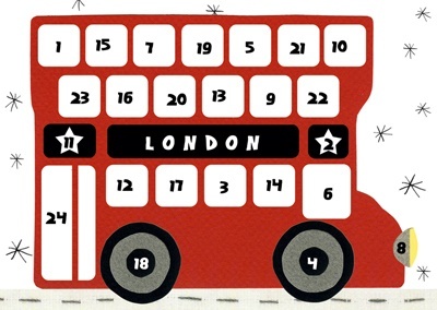 600950 Mini-Adventskalender Double-decker (London) - mit Briefumschlag