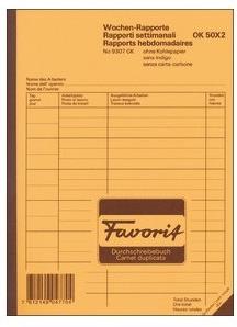 FAVORIT Durchschreibebuch Wochen-Rapporte - A5 50 x 2 w/w d/f/i
