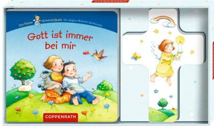 Gott ist immer bei mir / Geschenkset Holzkreuz mit Pappbilderbuch
