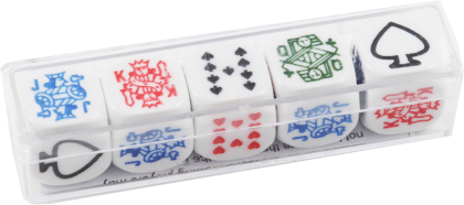 Pokerwürfel 5 Stück - 16 mm, in Klarsichtbox,