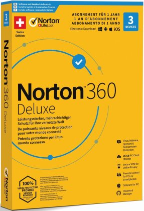 Norton Security 360 Deluxe 25GB 1 User 3 PC [PC/Mac/Android/iOS]