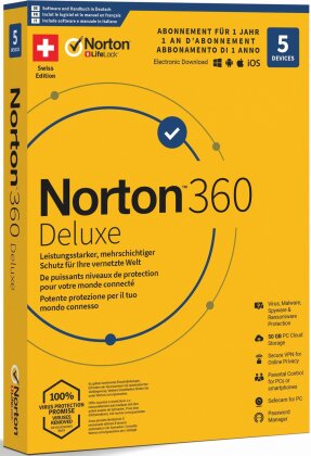 Norton Security 360 Deluxe 50GB 1 User 5 PC [PC/Mac/Android/iOS]