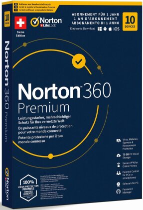 Norton Security 360 Premium 75GB 1 User 10 PC [PC/Mac/Android/iOS]