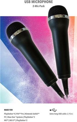 Mikrofon für Karaoke Games (Lets Sing, Voice of Germany, SingStar etc.) für PlayStation (PS3, PS4, PS4 Pro), Nintendo (Switch, Wii U, Wii), XBOX One (OneX - OneS) + PC- 2er Set universal USB Mikrofon