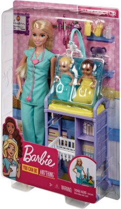 Barbie Kinderärztin Spielset - Puppe blond. 2 Babys. viel