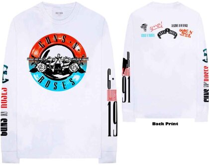 Guns N' Roses Unisex Long Sleeve T-Shirt - Motorcross Logo (Back & Sleeve Print) - Grösse S