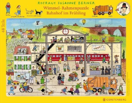 Bahnhof im Frühling - Wimmel-Rahmenpuzzle 48 Teile