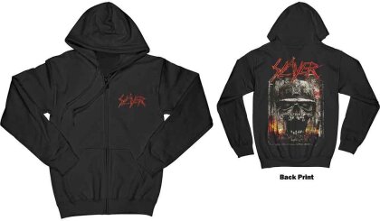 Slayer Unisex Zipped Hoodie - Etched Skull (Back Print)