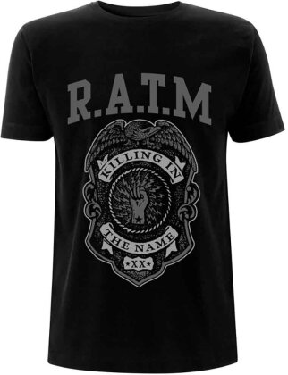 Rage Against The Machine - Grey Police Badge (Black) T-Shirt
