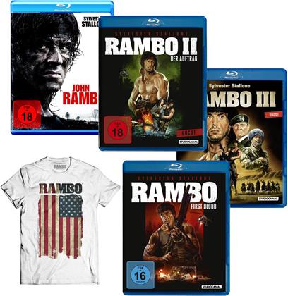 Rambo 1-3 + John Rambo (2008) (+ T-Shirt L, 4 Blu-rays)