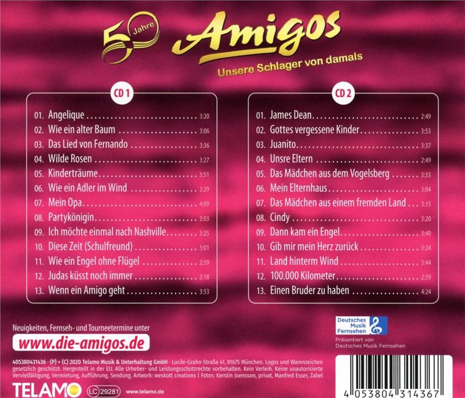 50 Jahre Unsere Schlager Von Damals 2 Cds Von Amigos Cedech