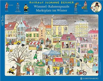 Marktplatz im Winter - 48 Teile Wimmel-Rahmenpuzzle
